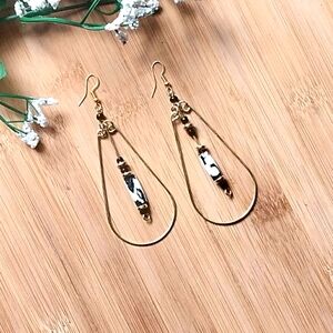 1PR Beautil Kenyan Brass Petali and Batik Earrings